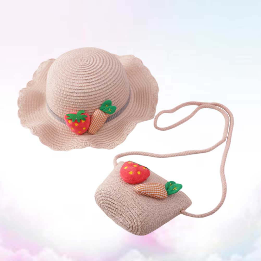 Straw Hat Summer - 어린이용 밀짚 자외선 차단 모자 1세트