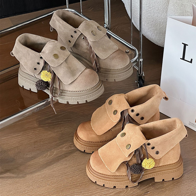 Women'S Fashion Riding Boots - 가을 인조 스웨이드 앵클 부츠 여성