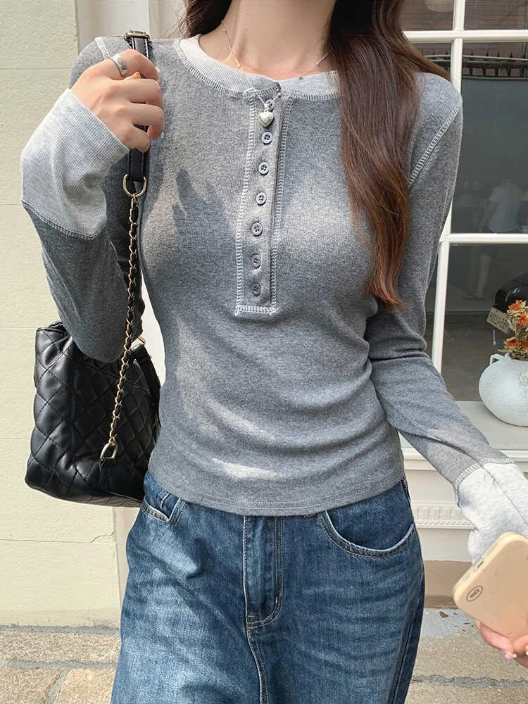 Women'S Fashion For 2025 - Y2K 패치워크 티셔츠 2025, 대비색 그런지