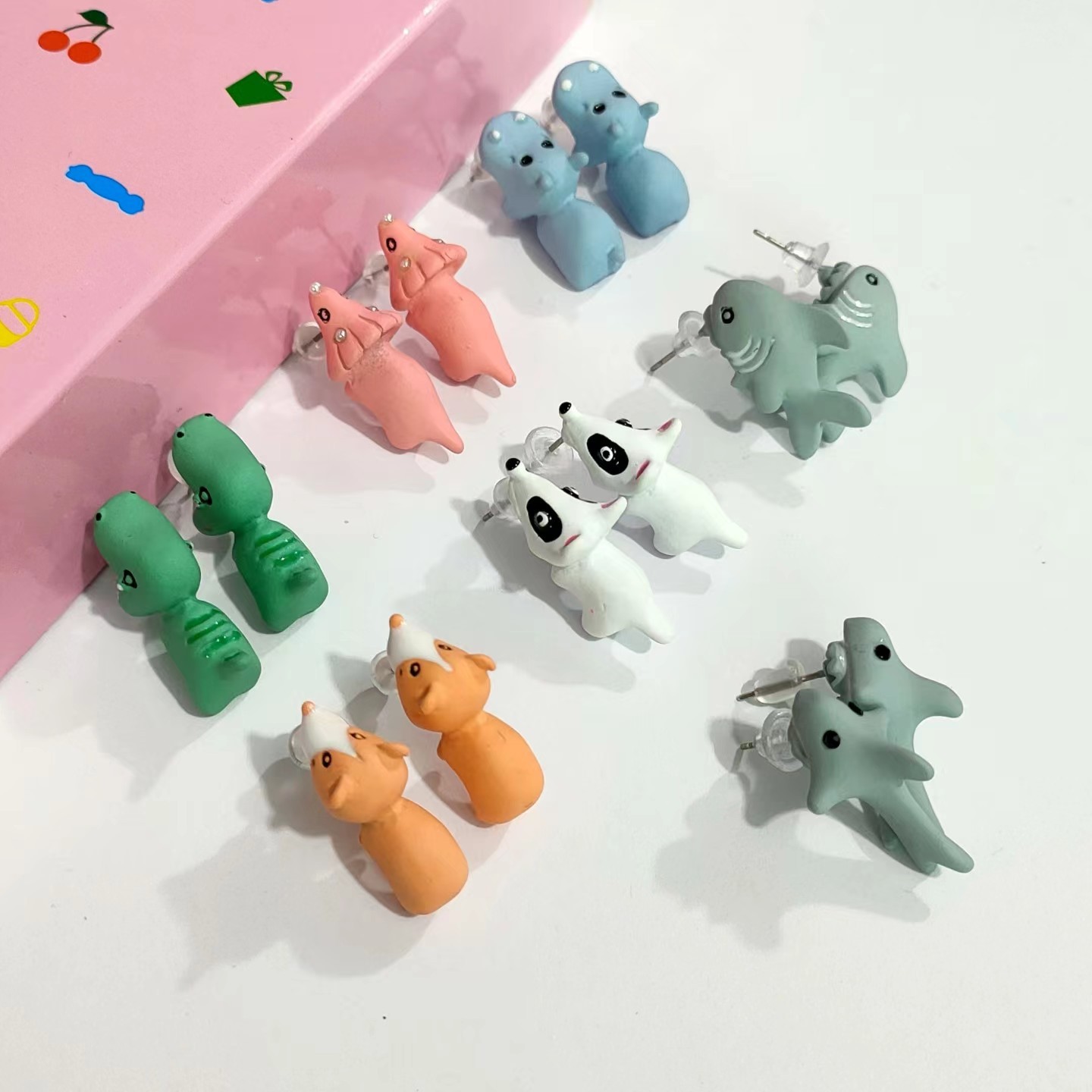 Women'S Fashion Earrings - 2pcs/1pair 여성용 동물 만화 스터드 귀걸이
