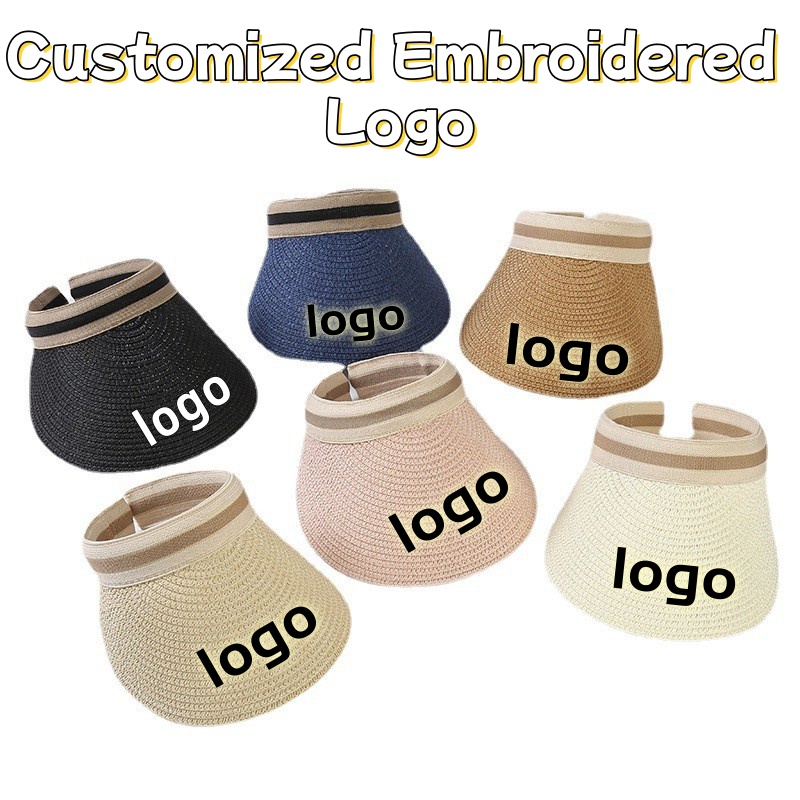 Straw Hat Summer - 맞춤 자수 로고 야외용 햇빛 가리개