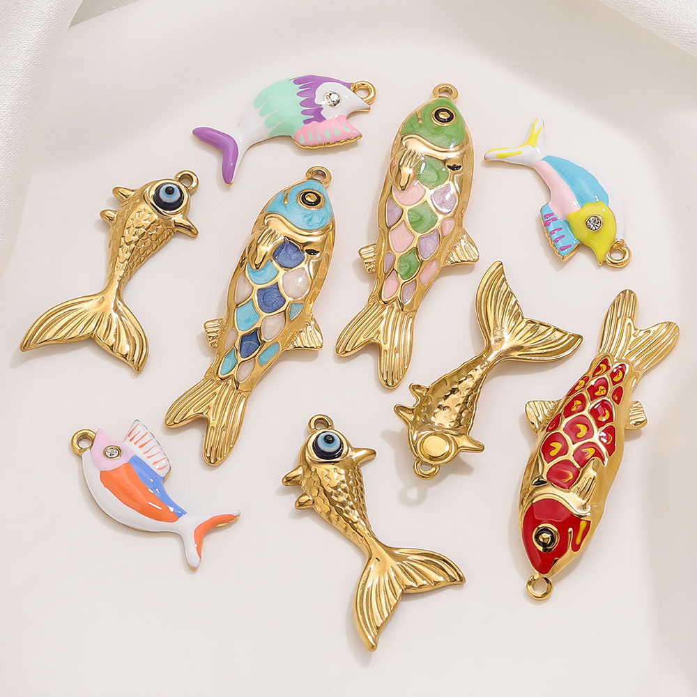 Women'S Fashion Earrings - 2-3pcs 스테인레스 스틸 귀여운 황금 에나멜