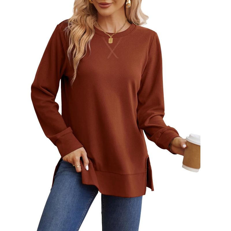 Women'S Fashion Trends Fall 2025 - 여성용 사이드 슬릿 스웨트셔츠 가을 패션