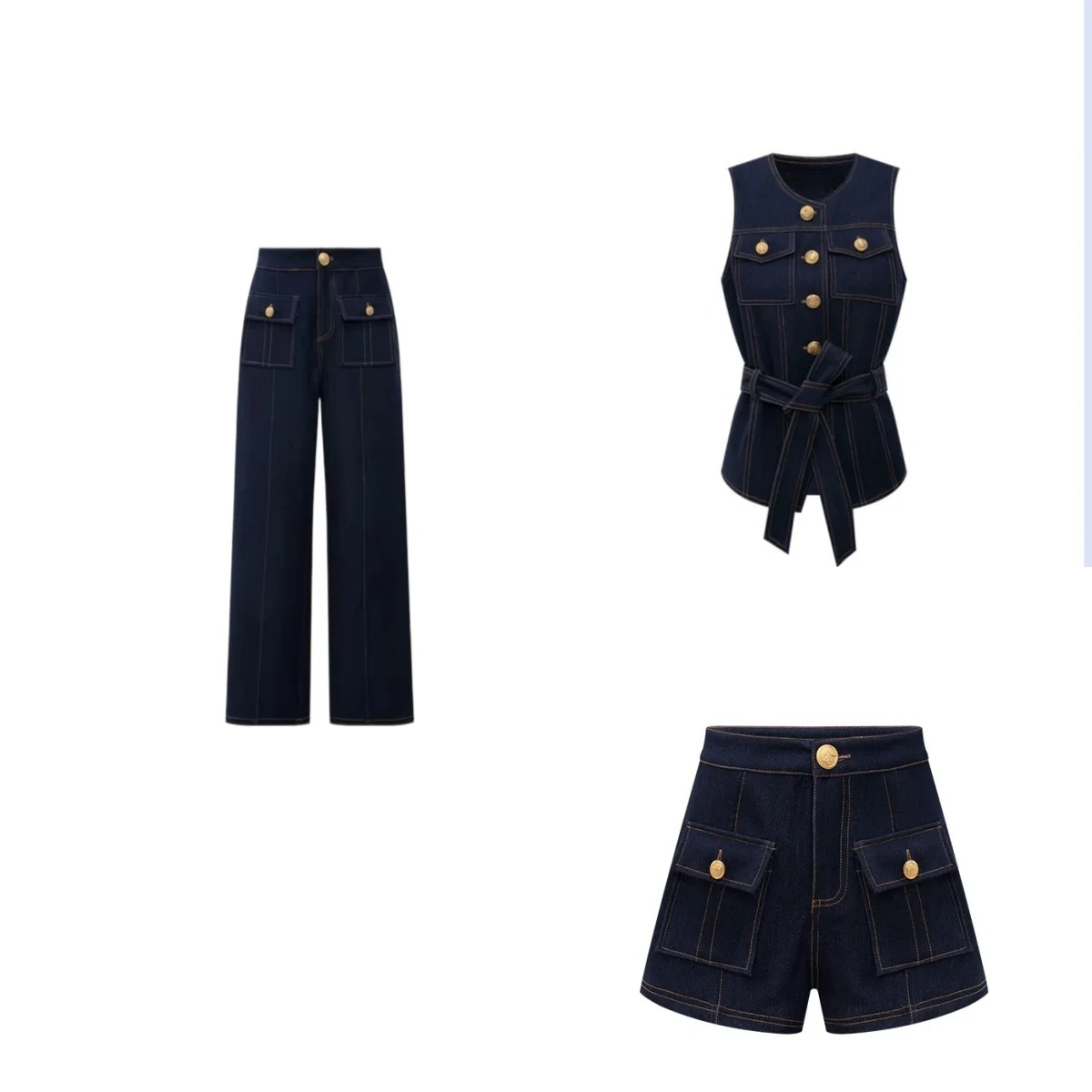 Women Fashion Jeans Top - Y2K 2026 새로운 버튼 레트로 청