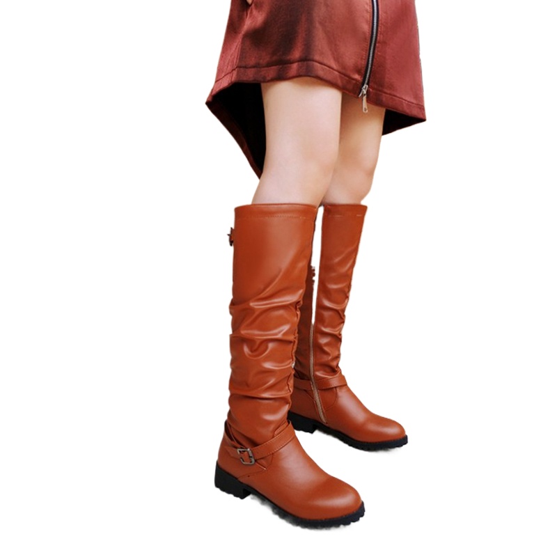 Women'S Fashion Riding Boots - 무릎 높이 부츠 여성 패션 주름