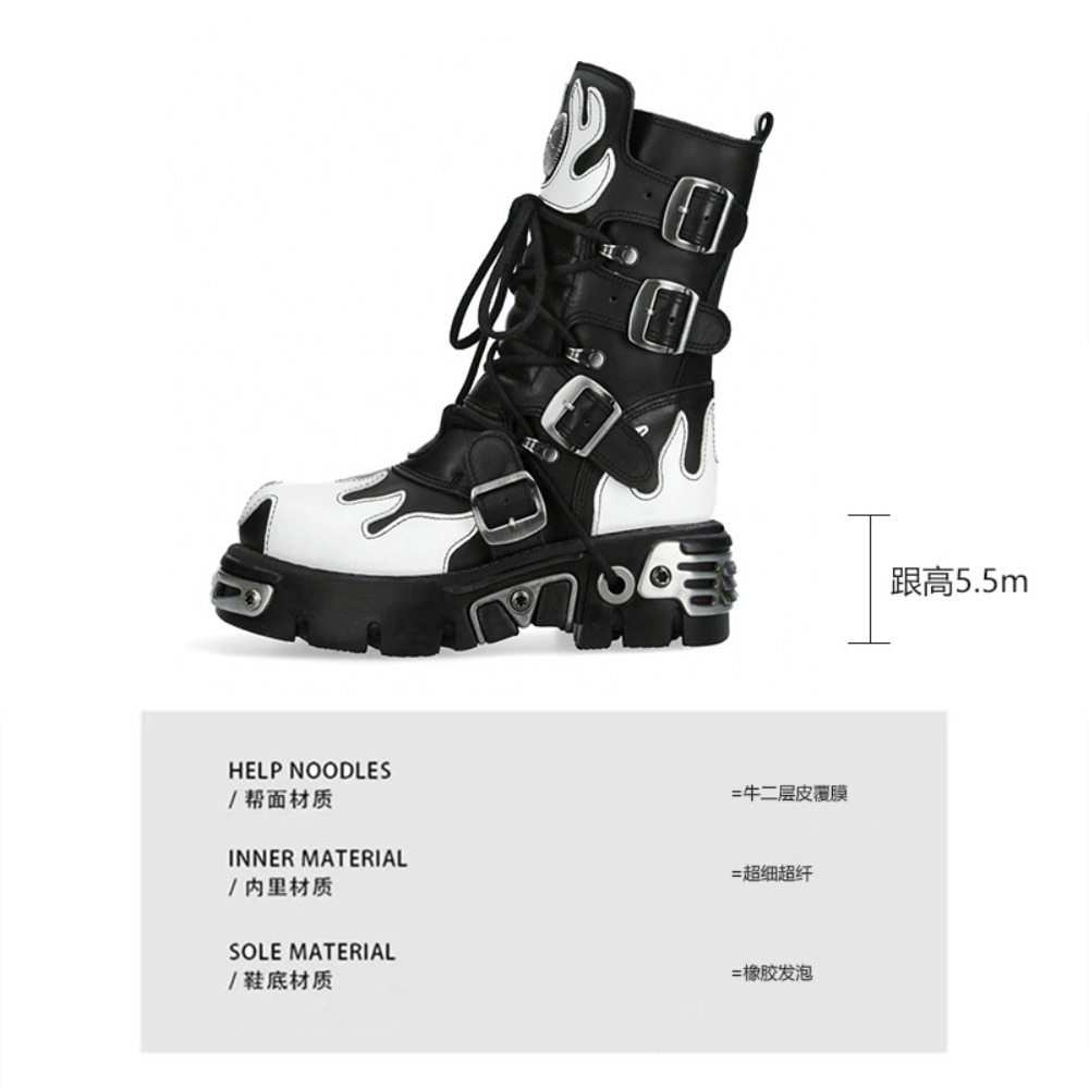 패션 신상 남성 플레임 메탈 고스 스컬 펑크 오토바이  - Women'S Fashion Riding Boots 리뷰 및 가격