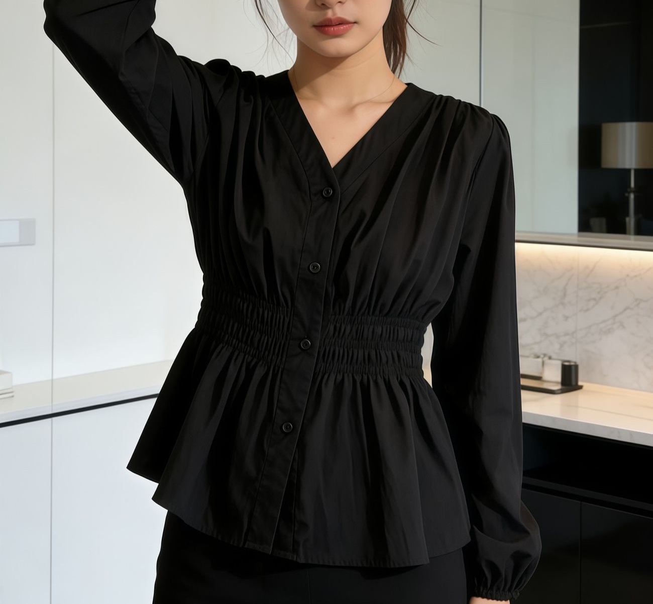 200파운드 플러스 사이즈 오피스 레이디 셔츠와 블라우 - Puff Sleeve Blouse 리뷰 및 가격