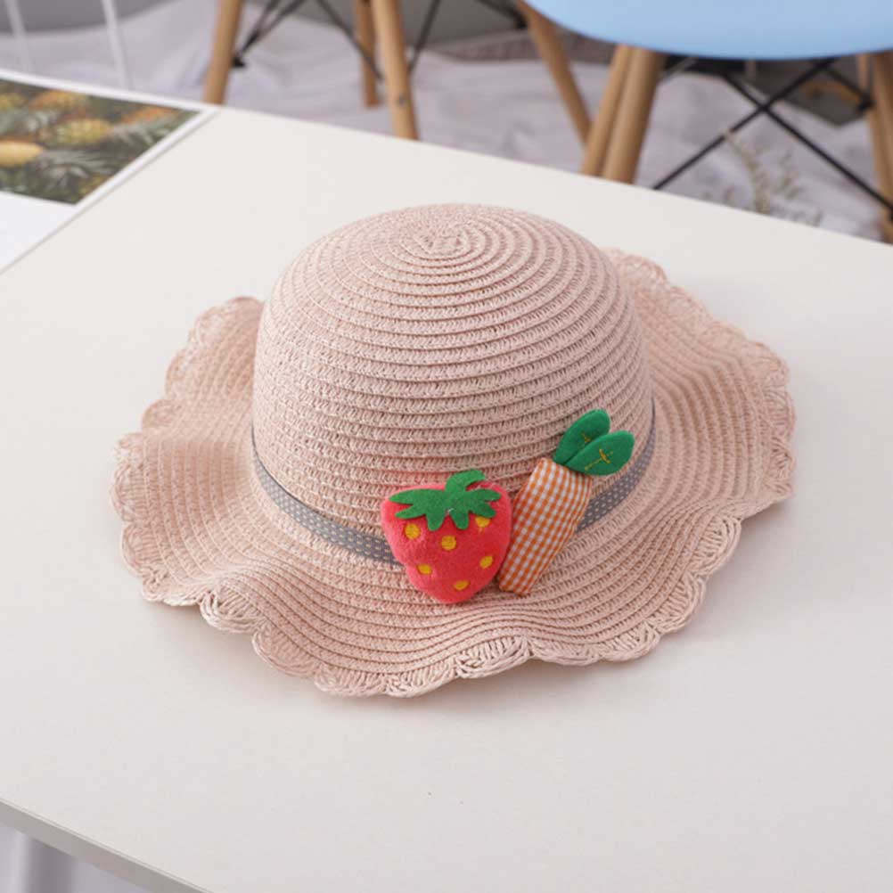 어린이용 밀짚 자외선 차단 모자 1세트 핑크색 54cm - Straw Hat Summer 리뷰 및 가격