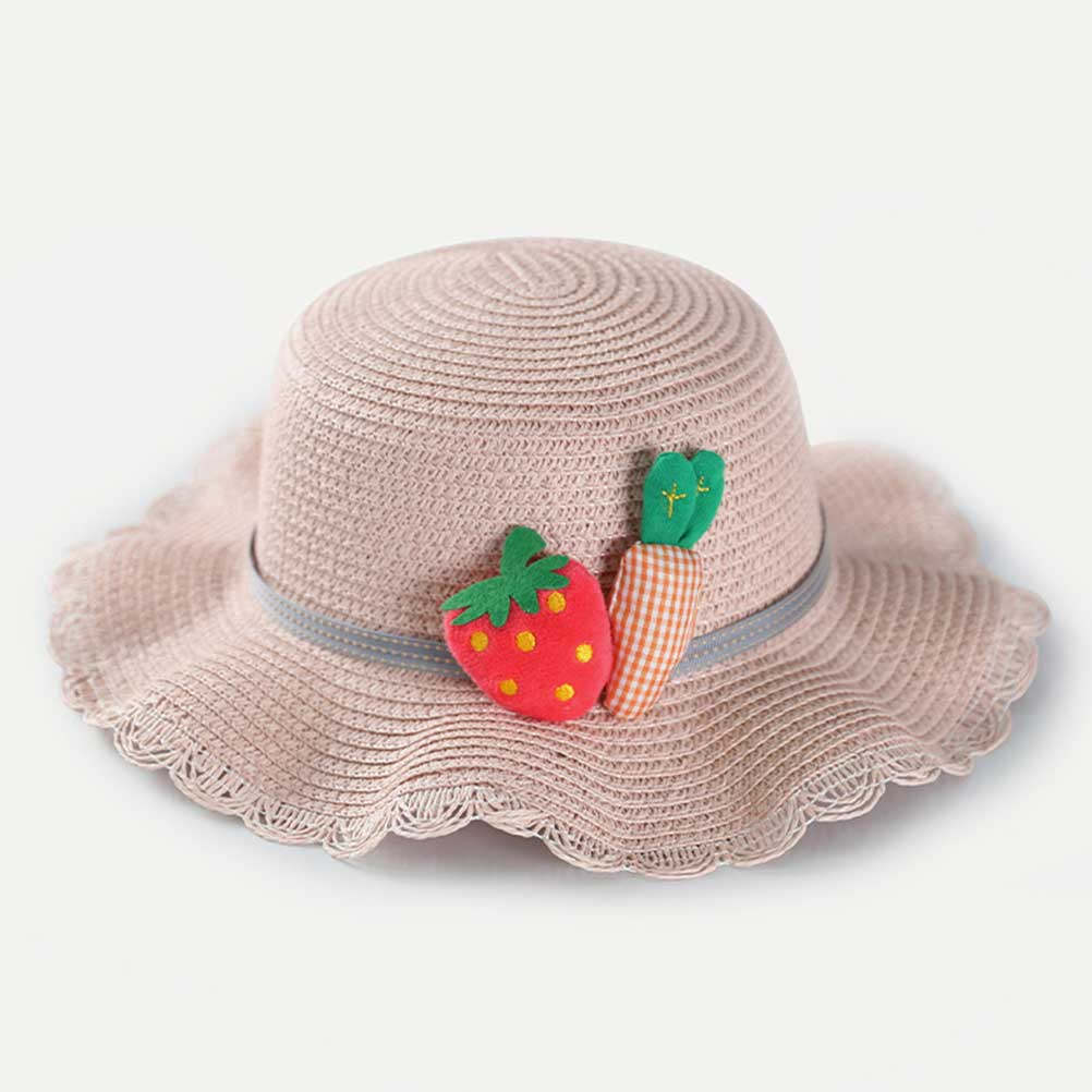 어린이용 밀짚 자외선 차단 모자 1세트 핑크색 54cm - Straw Hat Summer 리뷰 및 가격