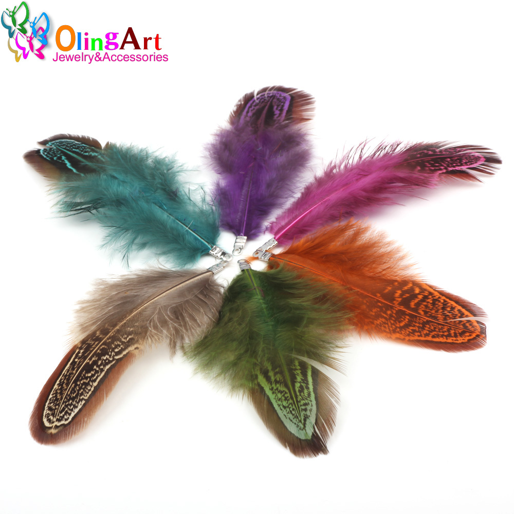 OlingArt 다채로운 염색 천연 깃털 Tassel  - Women'S Fashion Earrings 리뷰 및 가격