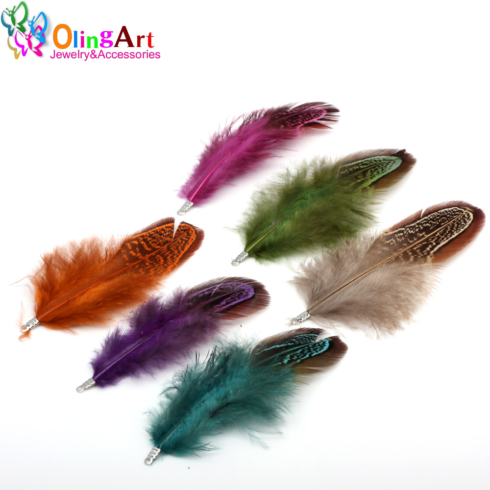OlingArt 다채로운 염색 천연 깃털 Tassel  - Women'S Fashion Earrings 리뷰 및 가격