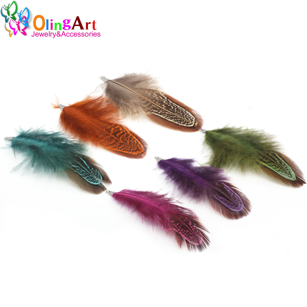 OlingArt 다채로운 염색 천연 깃털 Tassel  - Women'S Fashion Earrings 리뷰 및 가격