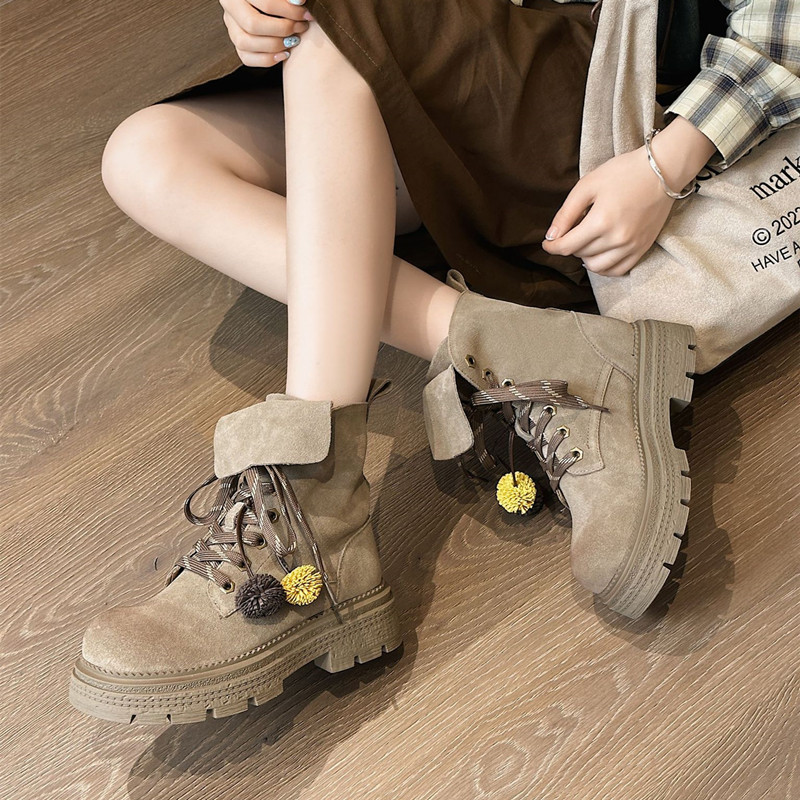 가을 인조 스웨이드 앵클 부츠 여성 레트로 굽 높은 플 - Women'S Fashion Riding Boots 리뷰 및 가격