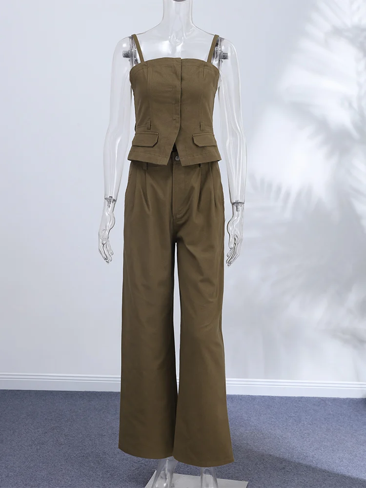 Y2K 여성용 가슴 랩 베스트 팬츠 슈트 2026 슬림 - Women Fashion Jeans Top 리뷰 및 가격