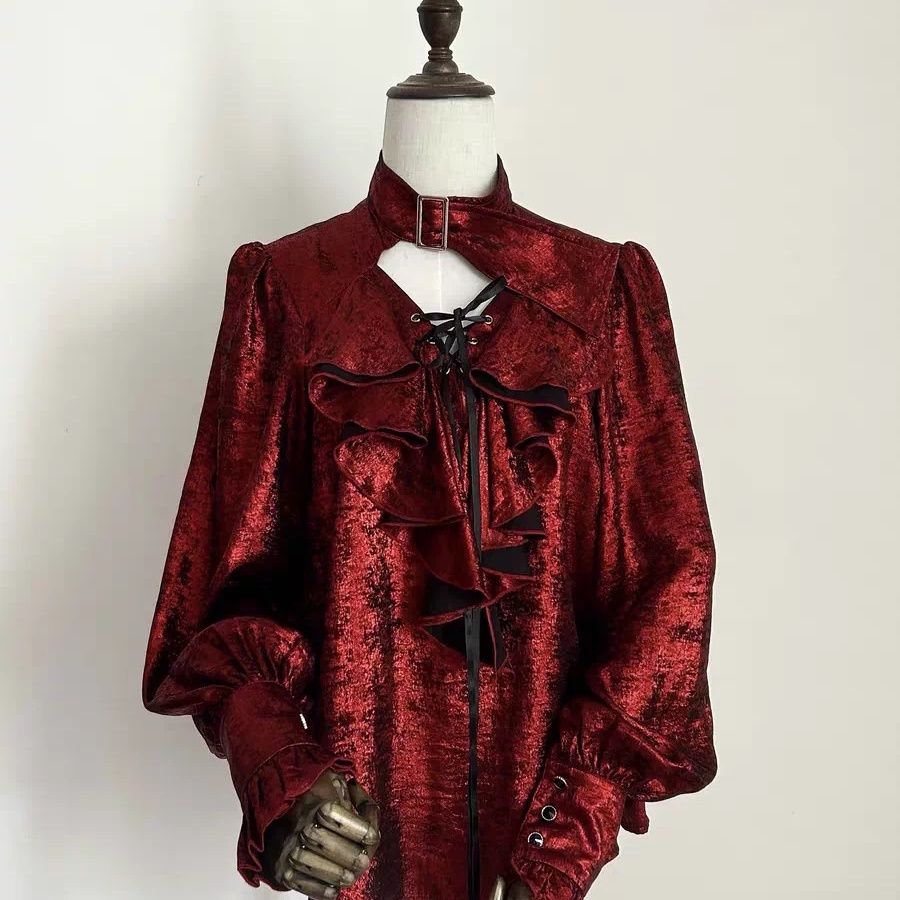 일본식 스위트 쿨 러플 트림 레이스업 퍼프 슬리브 셔츠 - Puff Sleeve Blouse 리뷰 및 가격
