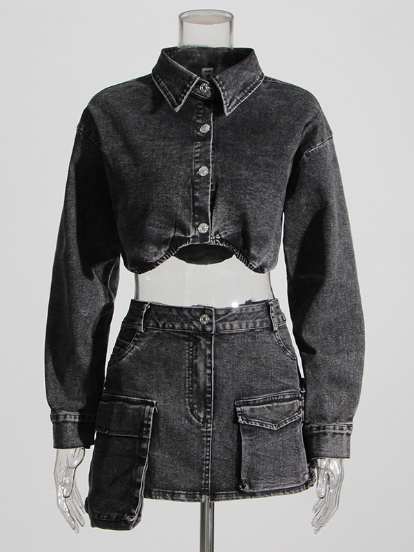   스모크 그레이 숏 데님 재킷과 유틸리티 포켓 하이웨 - Women'S Fashion Utility Jacket 리뷰 및 가격