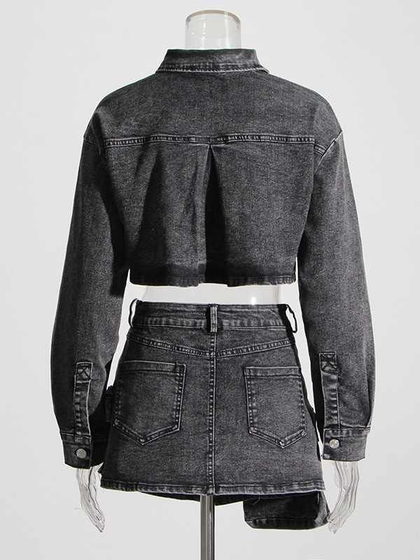   스모크 그레이 숏 데님 재킷과 유틸리티 포켓 하이웨 - Women'S Fashion Utility Jacket 리뷰 및 가격