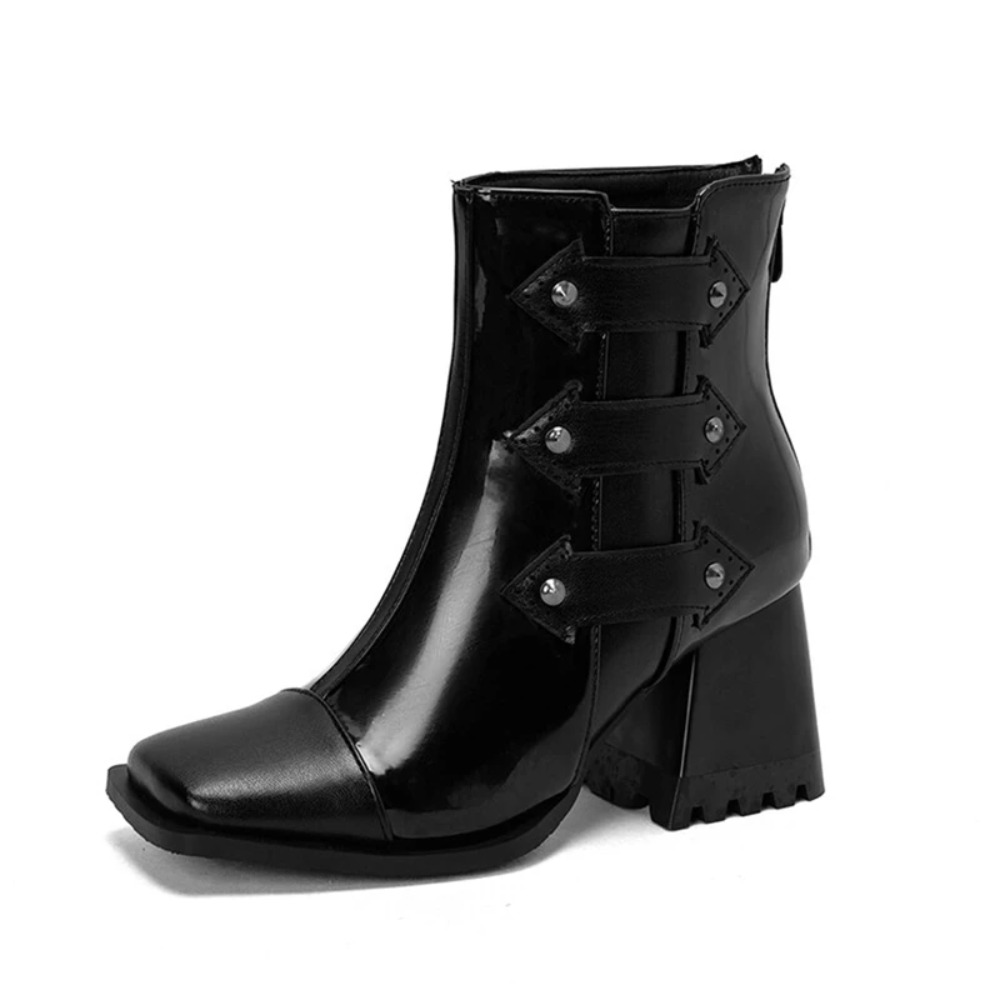 여성용 앵클 부츠 패션 스퀘어 토 두꺼운 굽 뒤지퍼 가 - Women'S Fashion Riding Boots 리뷰 및 가격