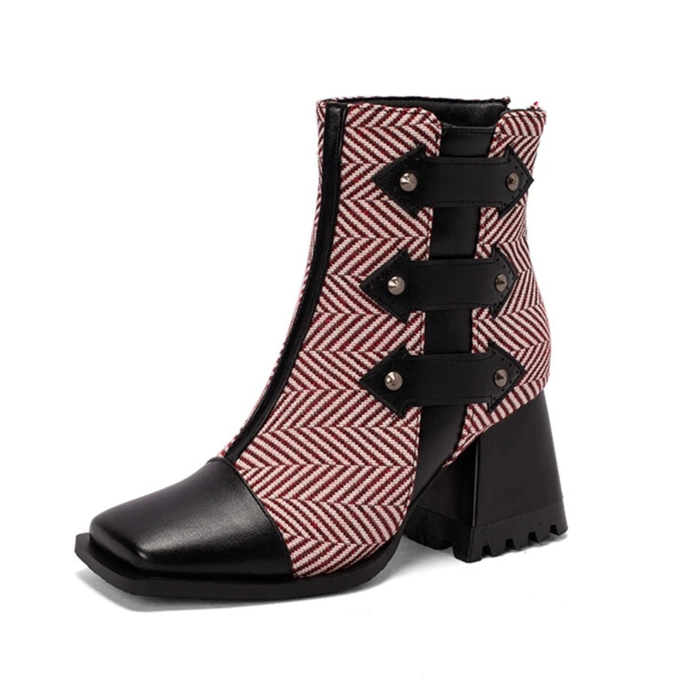 여성용 앵클 부츠 패션 스퀘어 토 두꺼운 굽 뒤지퍼 가 - Women'S Fashion Riding Boots 리뷰 및 가격