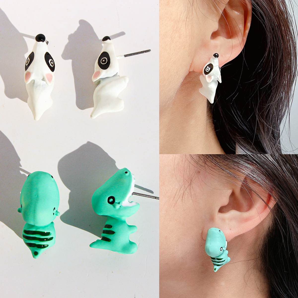 2pcs/1pair 여성용 동물 만화 스터드 귀걸이 귀 - Women'S Fashion Earrings 리뷰 및 가격