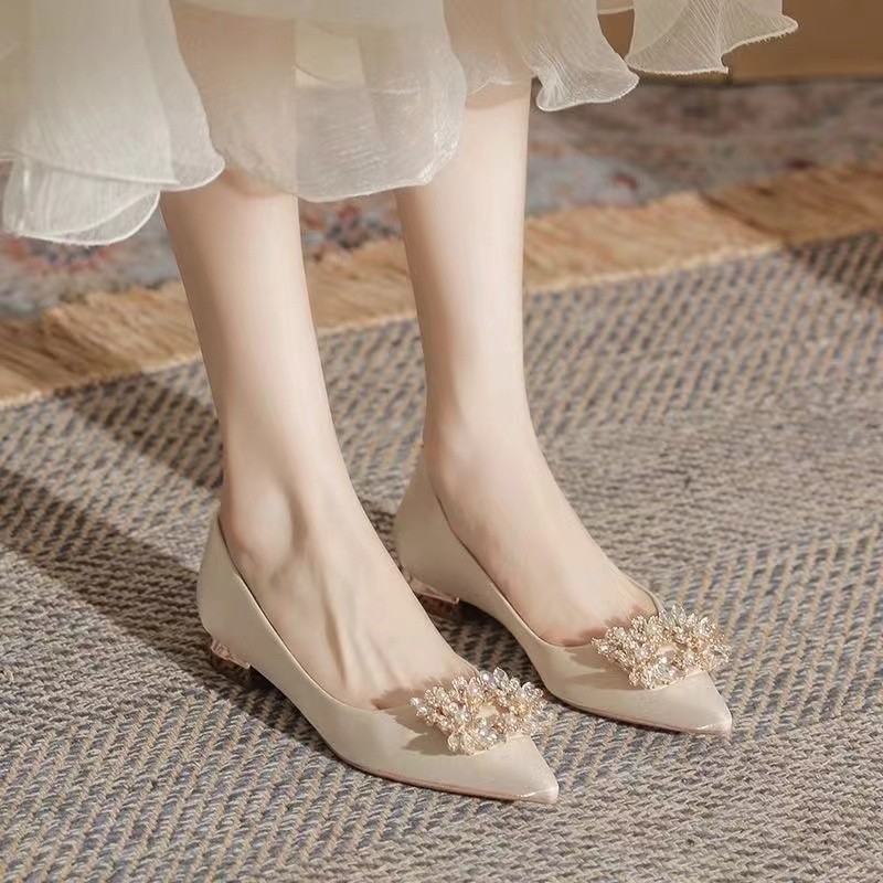 새로운 패션, 눈부신 포인티드 토 플랫 웨딩 메이드 편 - Women'S Fashion For 2025 리뷰 및 가격