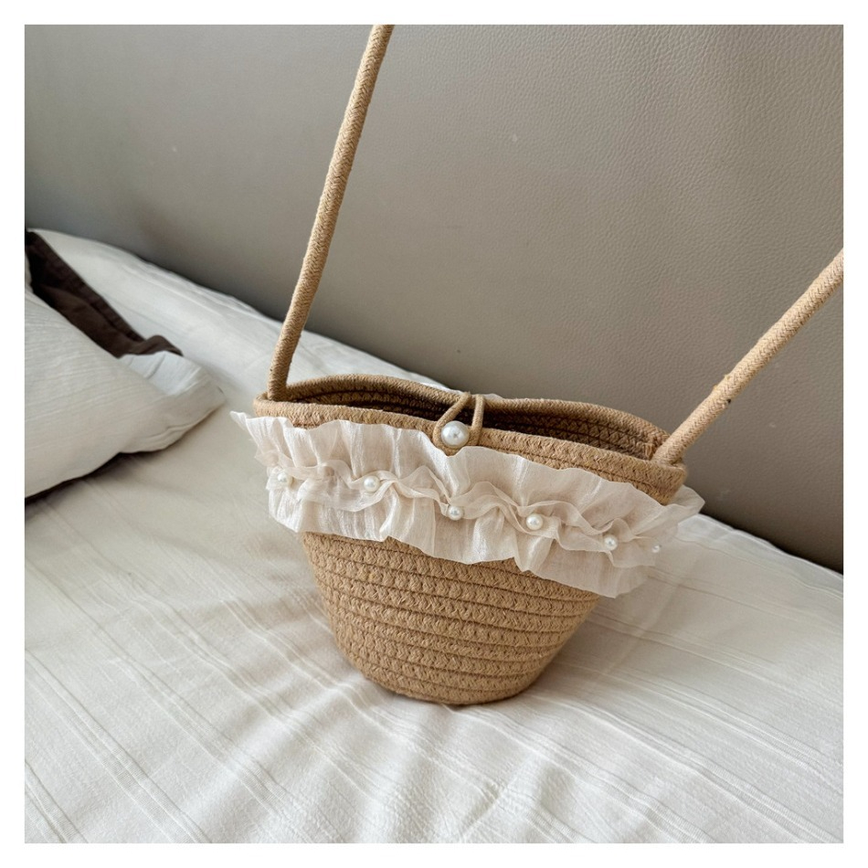 키즈 여름 밀짚모자 & 가방 세트, 귀여운 손잡이 레이 - Straw Hat Summer 리뷰 및 가격