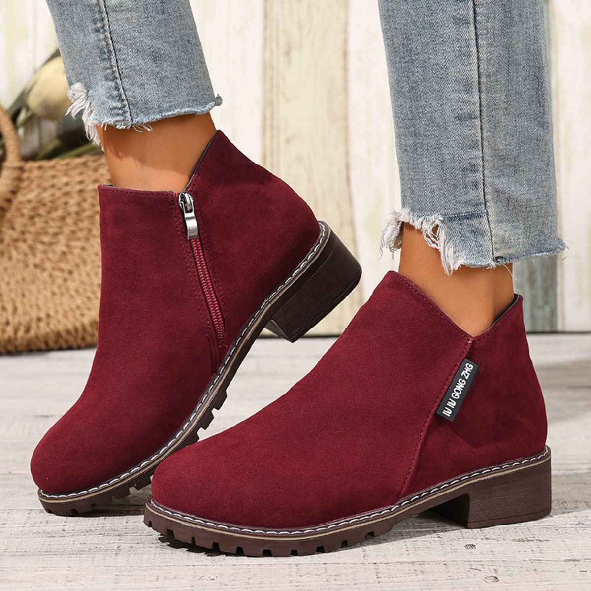 여성 가을 겨울 앵클 부츠 사이드 지퍼 청키 힐 편안하 - Women'S Fashion Riding Boots 리뷰 및 가격