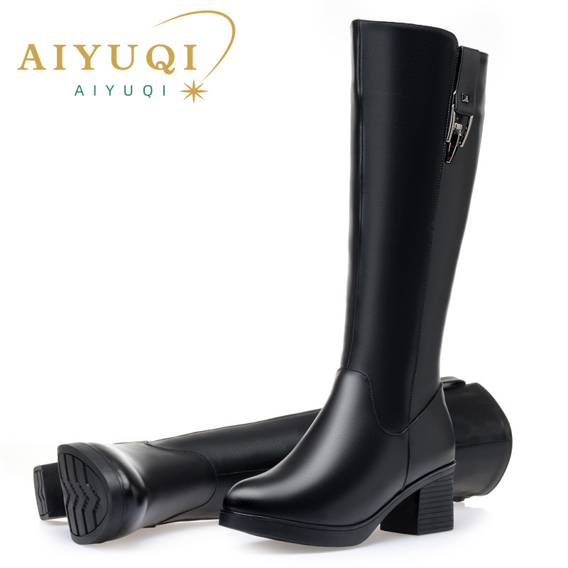 AIYUQI 겨울 여성 롱 부츠 정품 가죽 천연 양모  - Women'S Fashion Riding Boots 리뷰 및 가격