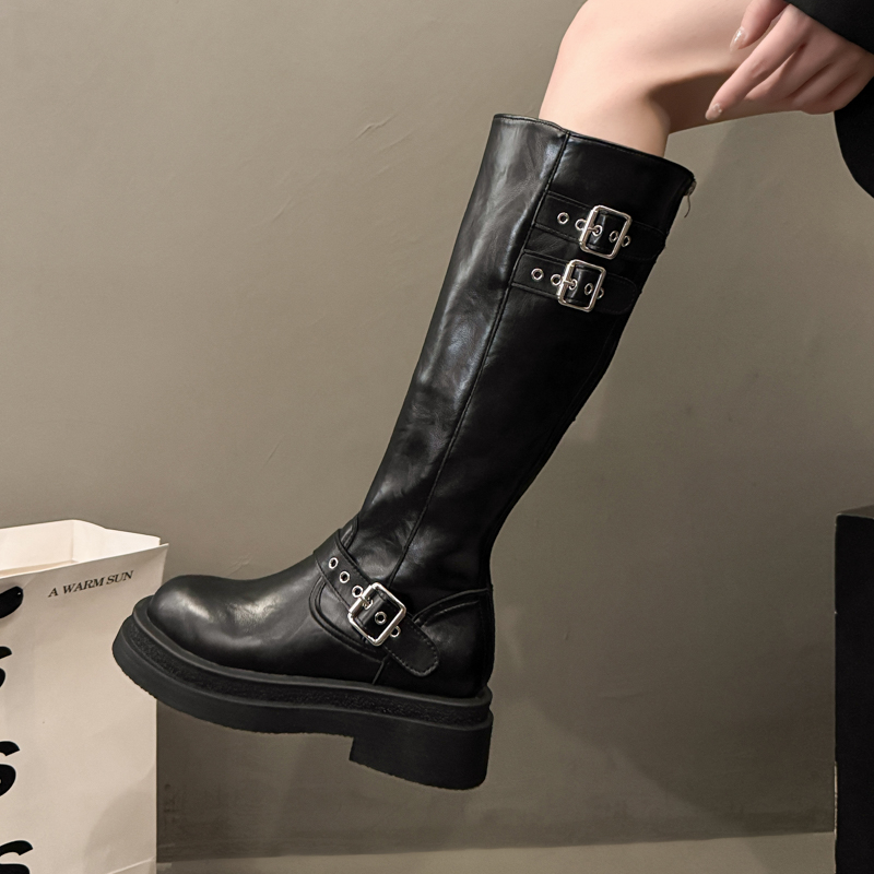 세련되고 다재다능한 7CM 두꺼운 굽의 여성용 하이탑  - Women'S Fashion Riding Boots 리뷰 및 가격