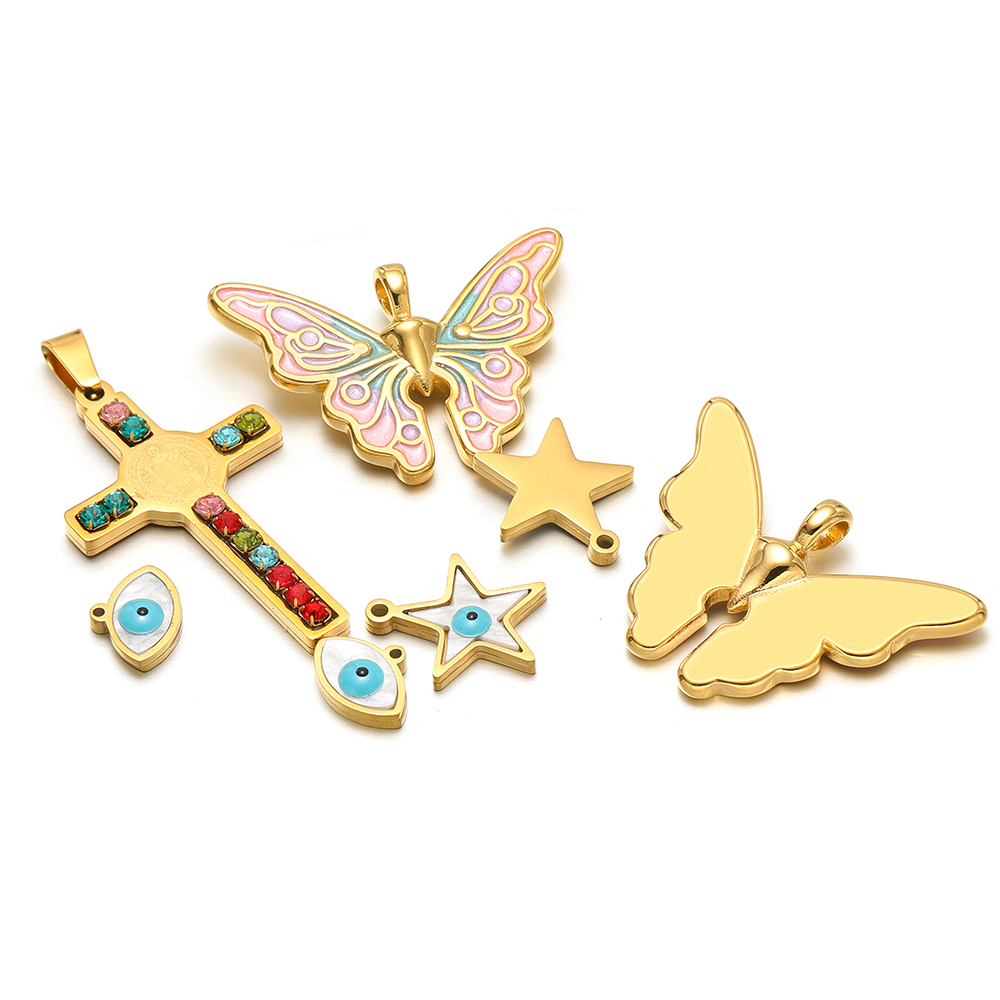 5 개/몫 스테인레스 스틸 에나멜 스타 나비 매력 크로 - Women'S Fashion Earrings 리뷰 및 가격