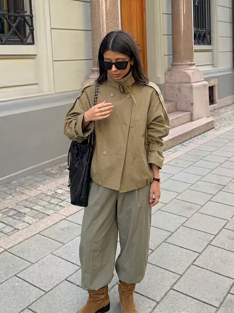 여성용 릴렉스 핏 숏 유틸리티 트렌치 재킷 하이 퍼널넥 - Women'S Fashion Utility Jacket 리뷰 및 가격