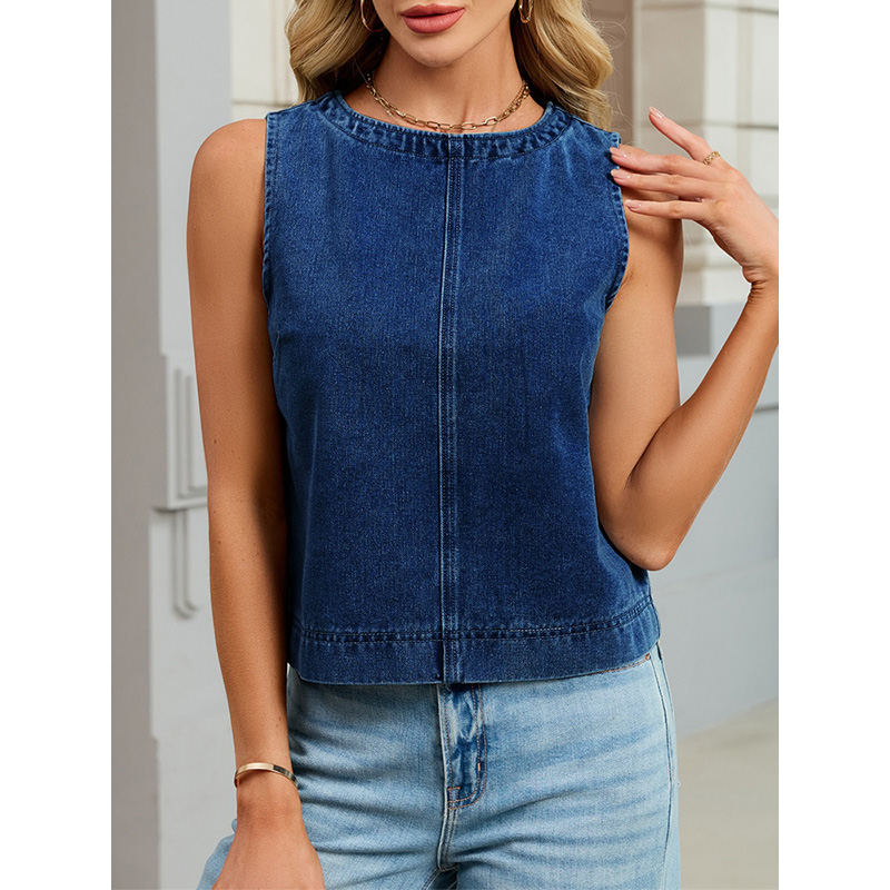 Benuynffy 캐주얼 라운드 넥 데님 조끼 여성 여 - Women Fashion Jeans Top 리뷰 및 가격