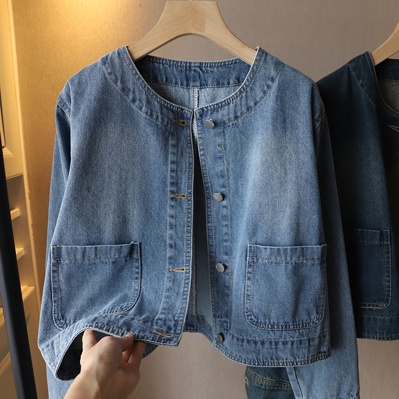패션 O넥 데님 재킷 여성 숏 코트 봄 가을 싱글 브레 - Women Fashion Jeans Top 리뷰 및 가격