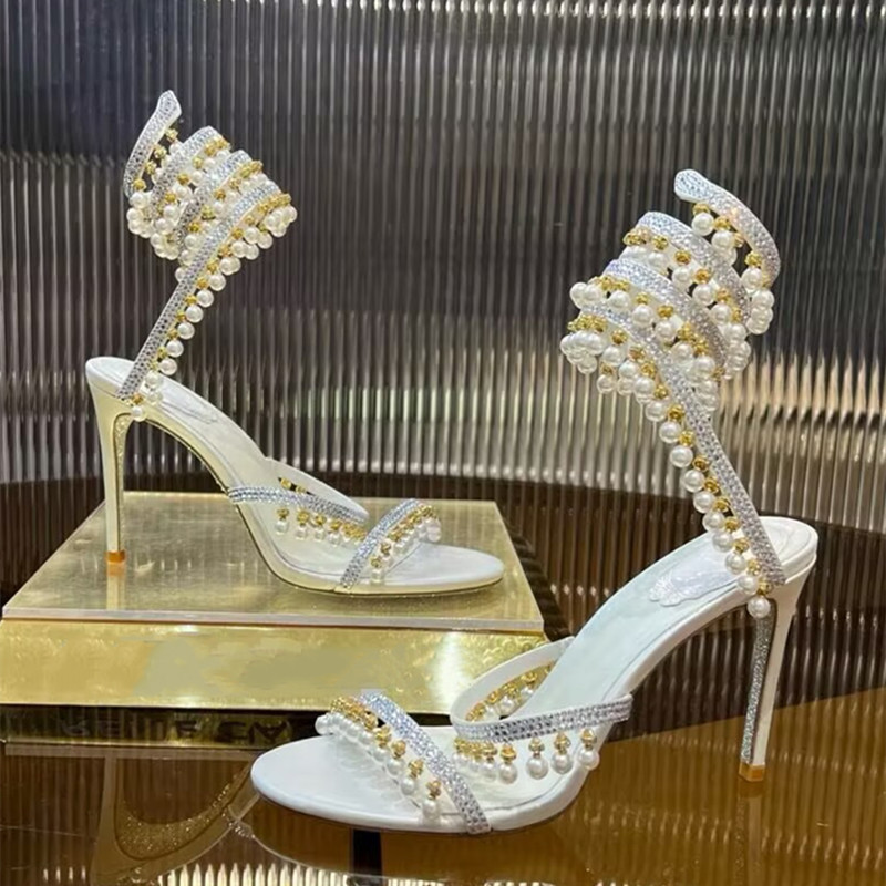 럭셔리 라인스톤 진주 태슬 여성 글래디에이터 샌들 섹시 - Women'S Fashion Q 리뷰 및 가격
