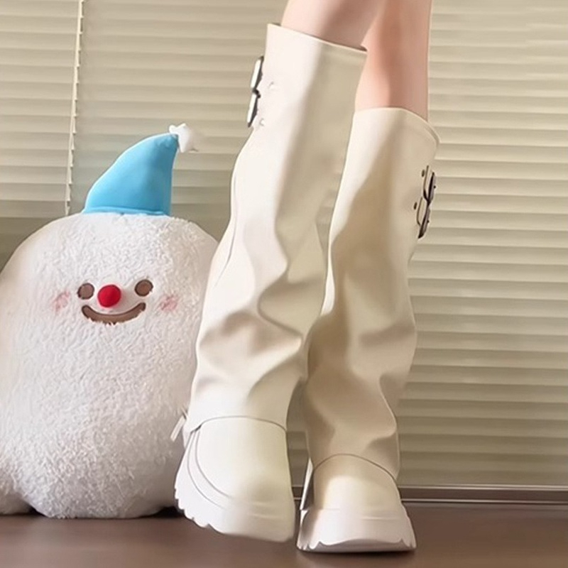 펑크 스타일 스플라이싱 굽높은 여성 니하이 부츠 패션  - Women'S Fashion Riding Boots 리뷰 및 가격
