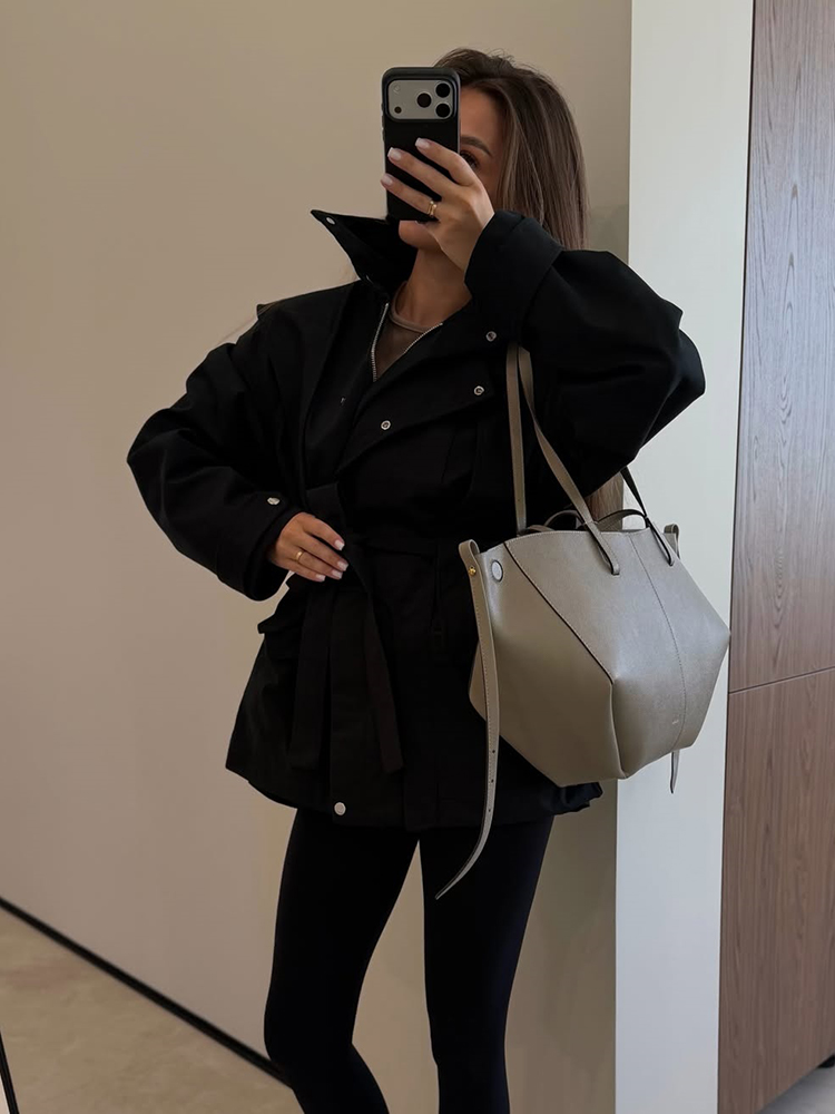 여성용 숏 트렌치 코트 벨티드 스탠드 칼라 더블 브레스 - Women'S Fashion Utility Jacket 리뷰 및 가격
