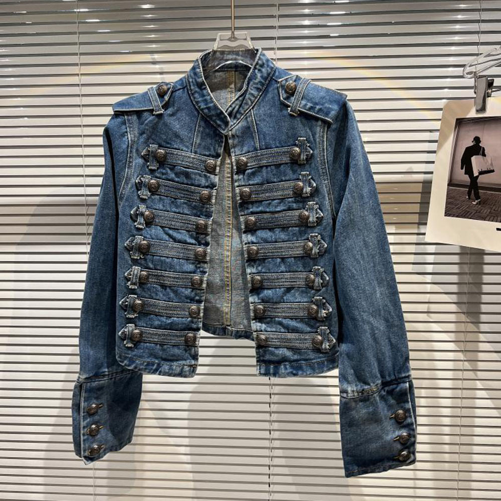 여성용 슬림 메탈 리브 단추 디자인 데님 탑 패션, 외 - Women Fashion Jeans Top 리뷰 및 가격
