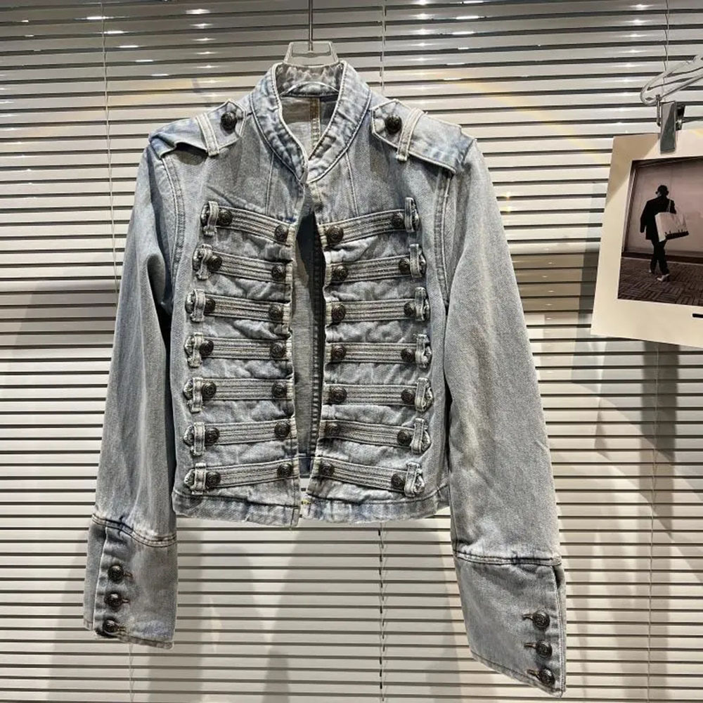 여성용 슬림 메탈 리브 단추 디자인 데님 탑 패션, 외 - Women Fashion Jeans Top 리뷰 및 가격
