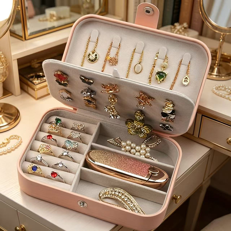 맞춤형 휴대용 버튼식 보석함 여행용 귀걸이 목걸이 반지 - Women'S Fashion Earrings 리뷰 및 가격