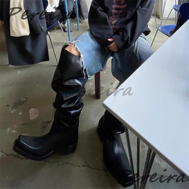 두꺼운 밑창의 무릎 위까지 오는 남녀 공용 블랙 가죽  - Women'S Fashion Riding Boots 리뷰 및 가격