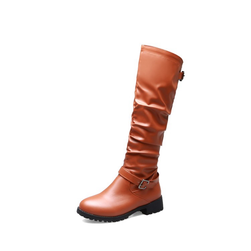 무릎 높이 부츠 여성 패션 주름 장식 대형 사이즈 33 - Women'S Fashion Riding Boots 리뷰 및 가격