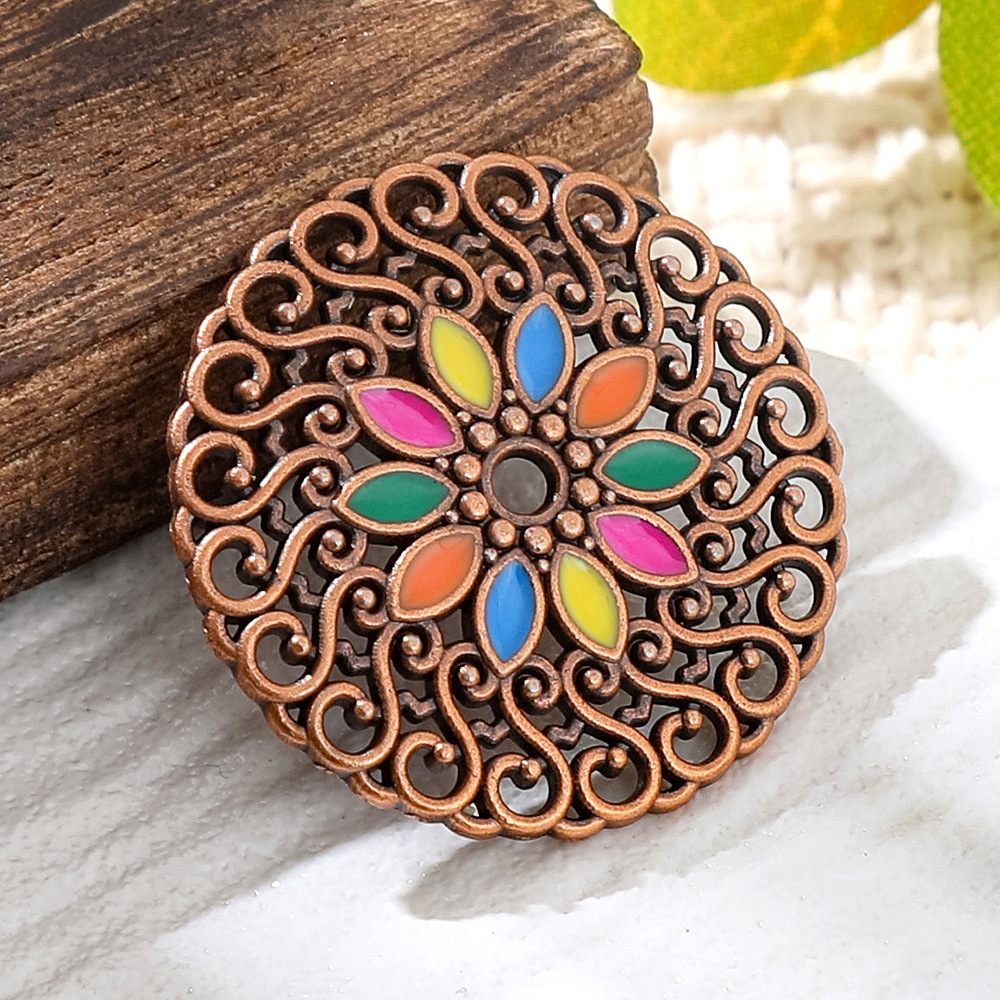 빈티지 구리 청동 보헤미아 에나멜 원형 참 펜던트 DI - Women'S Fashion Earrings 리뷰 및 가격