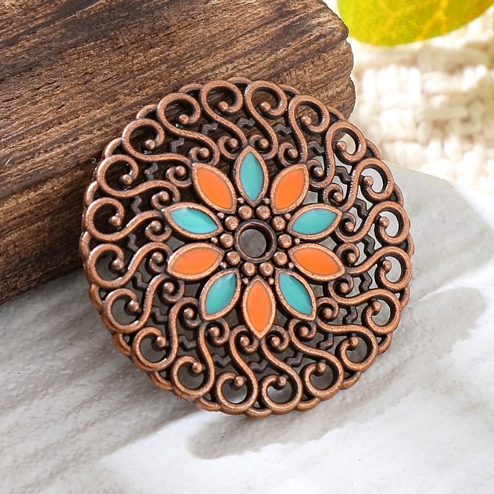 빈티지 구리 청동 보헤미아 에나멜 원형 참 펜던트 DI - Women'S Fashion Earrings 리뷰 및 가격