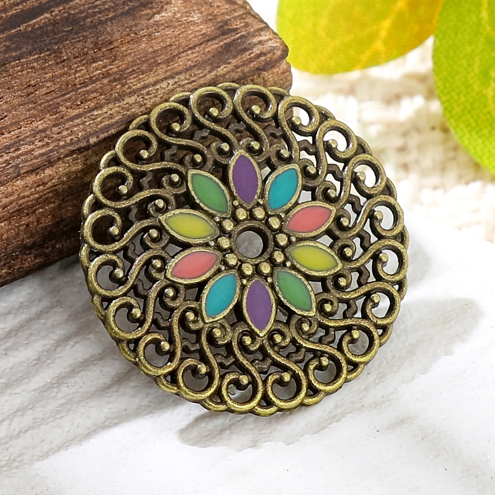 빈티지 구리 청동 보헤미아 에나멜 원형 참 펜던트 DI - Women'S Fashion Earrings 리뷰 및 가격