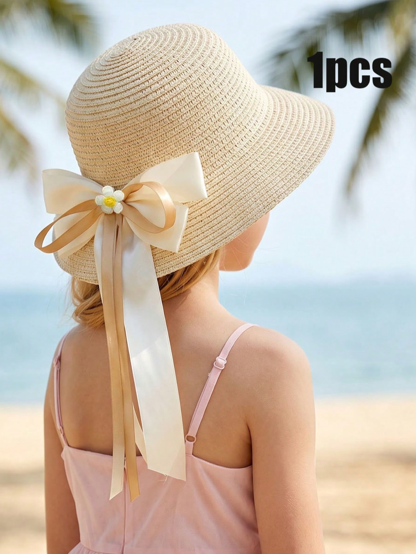1Pc 3-8Y 여자아이용 커피색 리본 밀짚모자, 통기 - Straw Hat Summer 리뷰 및 가격